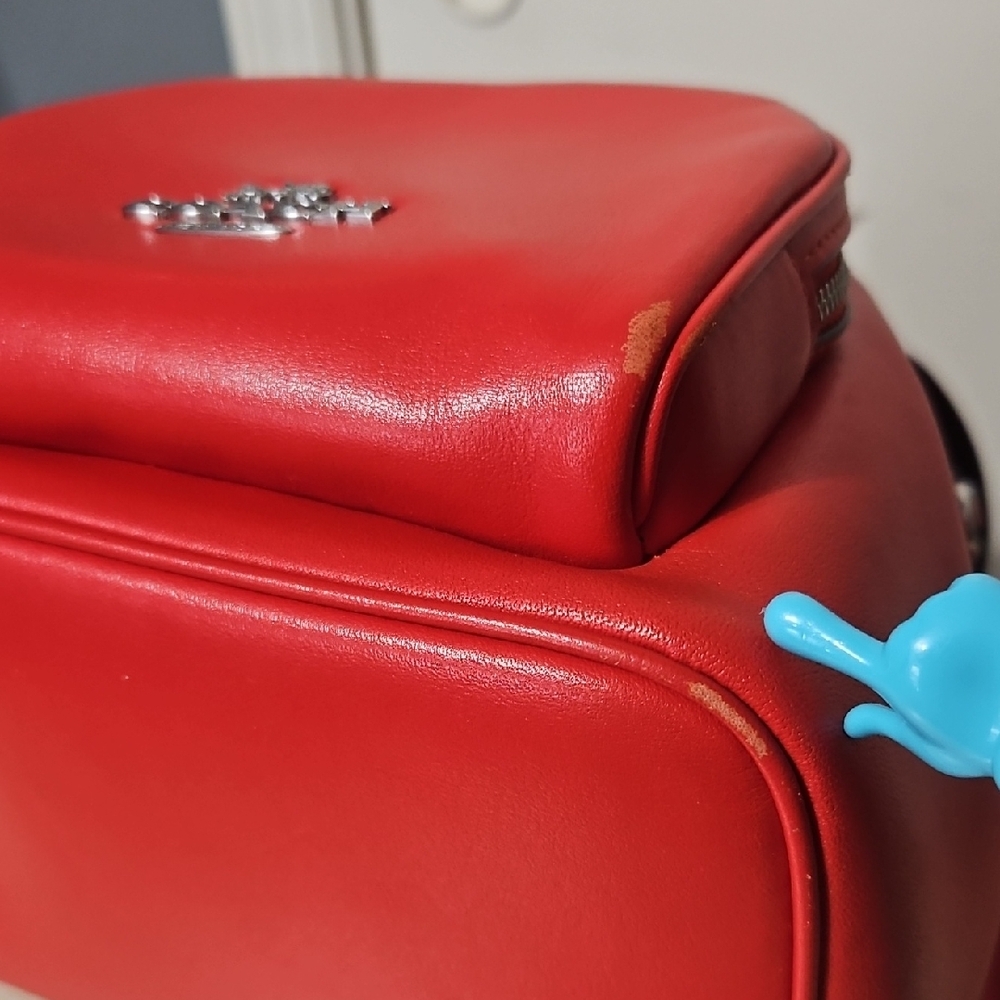 Coach Red Leather Drawstring Backpack - image 8